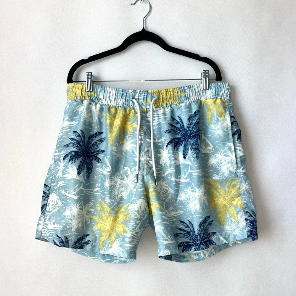 Slate & Stone Blue Tropical Novelty Print Swim‎ Trunks Size XL
